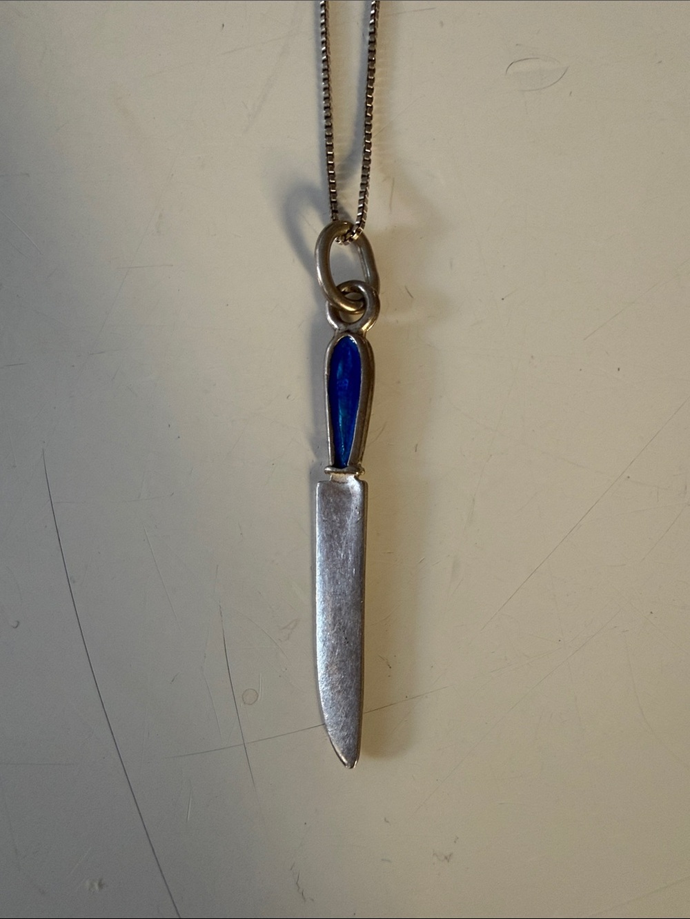 Blue Enamel Knife Pendant Necklace - Women’s Jewelry
